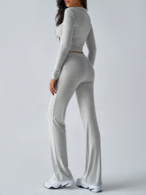 Devine Round Neck Long Sleeve Top and Drawstring Pants Set OutfitFlow